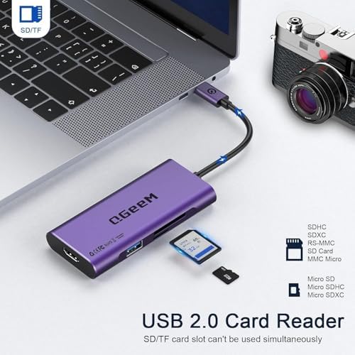 Elevate Your Connectivity Game with the QGee M 7-in-1 USB C Hub – Ultimate 4 K HDMI Adapter for Mac Book, i Phone 15/16, i Pad Pro Max & Chromebook – 100 W Power Delivery, High-Speed USB 3.0 Ports & Integrated Card Reader in Sleek Grey for Superior Performance and Unmatched Versatility