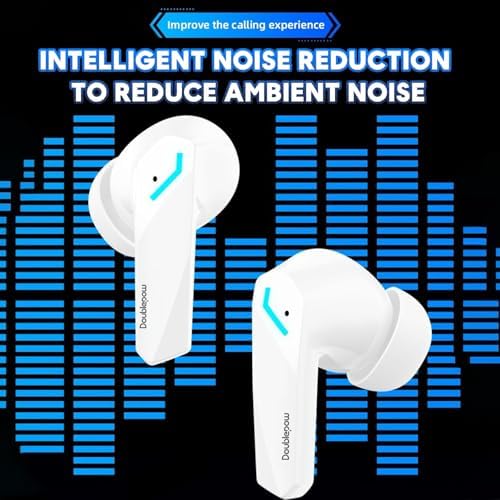 GM2 Pro Wireless Earbuds – Next-Gen Bluetooth 5.3 Low Latency Gaming Earphones with Noise-Canceling Microphone and Portable Charging Case for Superior Sound Clarity (White) – The Ultimate Choice for Gamers and Music Aficionados
