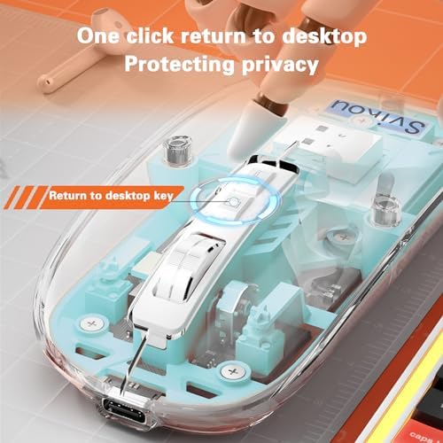 Sleek Gray Transparent Mini Silent Mouse – Rechargeable Type-C Wireless Mouse with Power Display & Magnetic Cover for Effortless Cleaning – Ideal for PC, Laptop, and Phone Use – Ergonomic Design for Ultimate Comfort