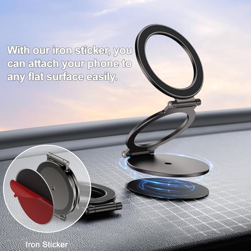 Innovative Dual Magnetic Ring Phone Holder: Premium Mag Safe-Compatible Accessory with Tripod Mount for i Phone 16/15/14/13 Pro Max & Universal Smartphones – Versatile Gym Stand for Secure, Adjustable Viewing Angles and Effortless Hands-Free Use