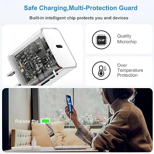 High-Speed i Phone 13 & 14 Charging Solution – Apple MFi Certified 2-Pack USB-C to Lightning Cable with 20 W Wall Charger – Optimal for Fast Data Transfer & Enhanced Compatibility with i Phone 14/13 Pro Max/13 Mini/12/11 Pro Max – Durable, Travel-Friendly Design for Effortless Power Access Anywhere