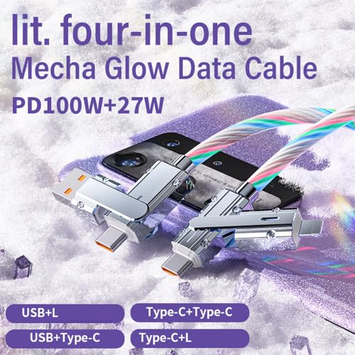 AYI 6-in-1 Universal Multi-Port Charger: Fast PD Charging Cable with USB A/Type C, Lighted Current Indicator, and Enhanced Device Compatibility for Smartphones, Laptops, and Tablets – Compact, Durable, and Travel-Friendly Solution