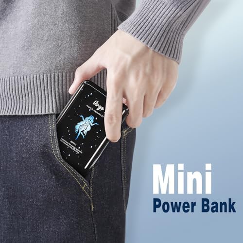 Compact 10000 m Ah Mini Power Bank – Fast Charging Portable USB-C Charger with Virgo Constellation Design for i Phone, Samsung, and Tablets – Ideal Gift for Tech Enthusiasts and Festival Celebrations – Enhanced Portability and Efficiency