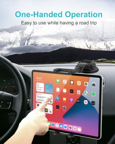 Revolutionary Dashboard Tablet Holder for Truck & Vehicle Use – Ultra-Strong Suction Cup Mount with Adjustable Arm for i Pad 11, Mini, Air 5, Galaxy Tabs, Z Fold & Smartphones – Versatile 4-11″ Device Compatibility for Safe Navigation and Streaming