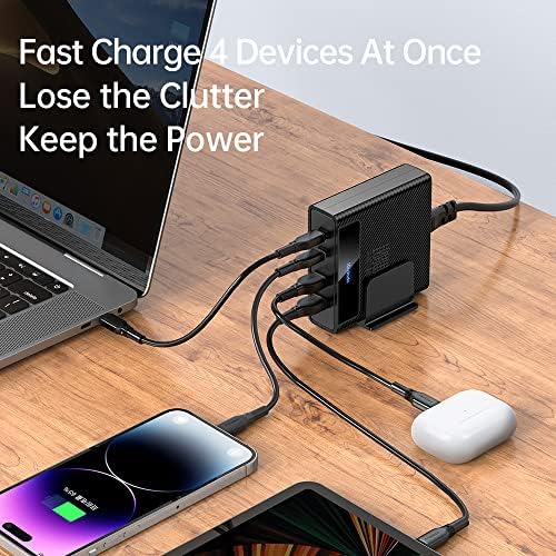 Mcdodo 100 W Fast Charging Station – 4-in-1 Multiport USB Hub with 2 USB-A & 2 USB-C for Rapid Power Delivery – Ga N Technology Desktop Charger for i Phone, i Pad, Android, Mac Book – Includes 1.5 m AC Power Cable for Optimal Placement and Enhanced Device Compatibility