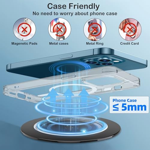 Magnetic Wireless Charging Station for Apple Devices – Fast Qi-Enabled Desktop Charger for i Phone 16/15/14/13/12 Pro/Max/Plus & Air Pods 3/2/Pro 2/Pro (Sleek Black Design) – Effortless Alignment & Cord-Free Convenience for Home or Office