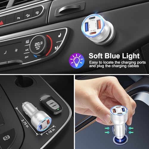 Bangfun 65 W Multi-Port Car Charger Adapter 5-Pack – Fast Charging USB C & A Cigarette Lighter Plug for i Phone 16/15/14/13 Pro Max, i Pad, Samsung & Android Devices – Superior Speed & Compatibility for On-the-Go Power