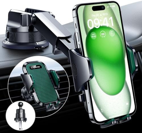 VANMASS Ace Car Phone Holder Mount – Upgraded Military Steel Hook & Super Suction Cup for Ultimate Hands-Free Navigation – Compatible with i Phone 14, 13, 12 Pro Max & Samsung – Versatile Dashboard, Windshield & Air Vent Stand for Enhanced Driving Safety