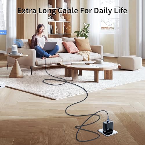 10 ft USB C to USB C Charger Cable (2-Pack) – 60 W Fast Charging Type C Cord with Right Angle Connector for i Phone 16, 15 Pro Max/Plus, Mac Book Air, Samsung S23 Ultra/S22, Note 20 – Superior Durability & Enhanced Ergonomics for Optimal Device Performance