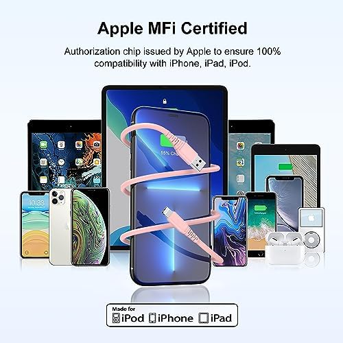 4 Pack 3 ft Apple MFi Certified Lightning to USB Charging Cables – Fast, Durable, and Tangle-Free Cords for i Phone 14/14 Max/13/13 Pro Max/12 Mini/11/11 Pro/XS/XR/8/7/6 s/5 S and i Pad – Reliable Performance for Home, Office, and Travel