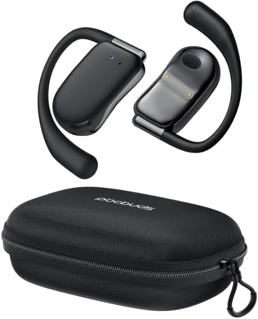 Revolutionary Wireless Sports Earbuds with 40-Hour Battery Life – Open Ear Design for Enhanced Awareness and Comfort, Secure Earhooks for Active Performance, Superior 16.2 mm Stereo Sound for Unmatched Audio Quality, Includes Portable Zipper Case and Lanyard for On-the-Go Convenience, Optimized Bluetooth for Effortless Connectivity – Ideal for Gym Workouts, Running Sessions, and Everyday Commutes