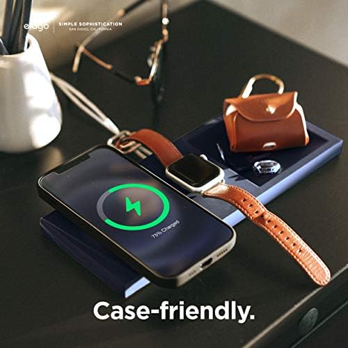 elago Dual Charging Tray for Mag Safe and Apple Watch – Stylish Jean Indigo Organizer for i Phone 16/15/14/13/12 & Air Pods – Compact Desk Solution for Enhanced Cable Management – Customizable Setup Without Charging Cable Included – Premium Quality for Modern Tech Enthusiasts