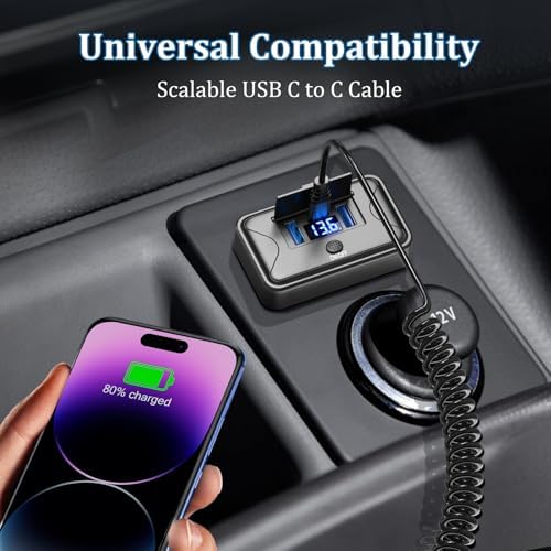 72 W 12 V USB Outlet Panel Mount Charger Duo with Voltmeter – Quick Charge for Cars, RVs, Buses & Trucks – High-Speed Charging Solution for Smartphones and Tablets – Compact, Durable, and Easy Installation