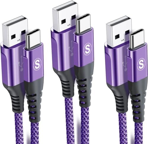 sweguard Premium USB Type C Charger Cable Trio – Versatile 3-Pack (6.6 ft, 3.3 ft, 1.5 ft) for i Phone 16, Samsung Galaxy S24, and Universal Devices – Fast Charging Nylon Braided Cords for Enhanced Durability and Performance – Ideal for Home, Office, and Travel
