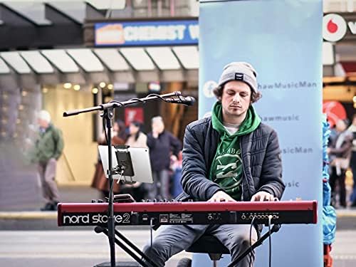 Premium Aluminum Dual Ball Head Tablet Holder for Microphone Stands – Versatile i Pad & Smartphone Mount for Musicians and Presenters – Adjustable Side-Mount Design for 4 to 12.9-Inch Devices – Lightweight, Durable, and Easy to Transport – Enhance Your Performance with Optimal Device Accessibility and Stability