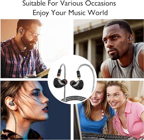 Premium Dual Driver In-Ear Monitors – High-Fidelity Wired Earbuds with MMCX Detachable Cables, Noise-Isolating Design for Musicians & Athletes – Stylish Wood Grain Finish, Ultimate Comfort & Compatibility