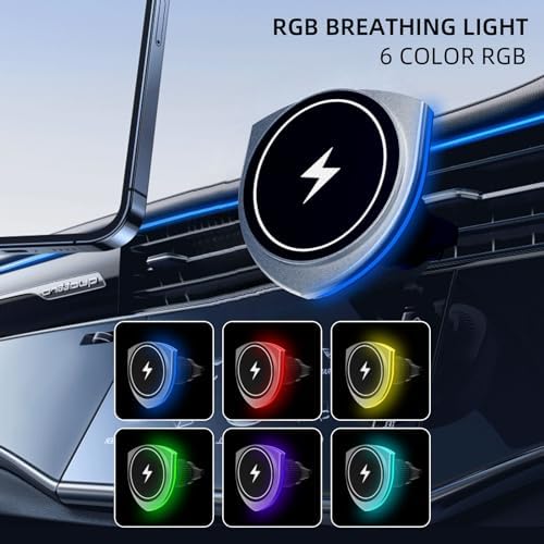 Mag Safe Car Mount Charger for i Phone 15/14/13/12 Series – 15 W High-Speed Magnetic Wireless Holder, Secure Air Vent Attachment, Sleek Black Design for Effortless Charging and Hands-Free Navigation