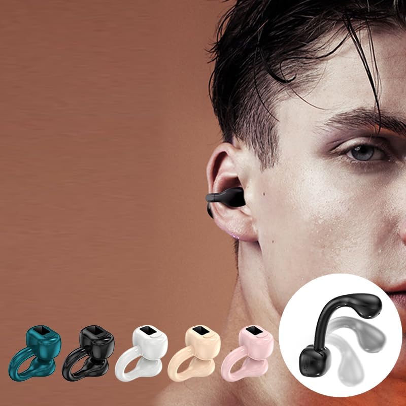 Next-Gen Bluetooth 5.3 Sport Ear Clip Headphones – Open Ear Design with IPX5 Waterproofing, Advanced Noise-Canceling Wireless Earbuds Featuring Battery Life Indicator, Ideal for Fitness Enthusiasts and Cross-Platform Compatibility with Android/i OS Devices