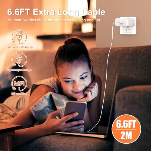 Ultra-Fast 45 W i Phone 16 Pro Max Charger with 6 FT USB-C Cable – Versatile Wall Adapter for i Phone 15, Android & More – Compact Design with Advanced Safety Features for Reliable Everyday Charging