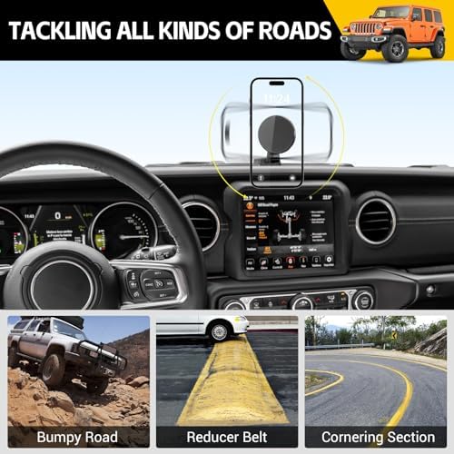 Revolutionary Magnetic Phone Mount for 2018-2023 Jeep Wrangler JL JLU & 2020-2023 Gladiator JT – Ultimate Dash Tray System for Secure Device Holding, Rugged Terrain Compatibility, and Effortless Installation – Ideal Jeep Accessory for Enhanced Navigation and Safety