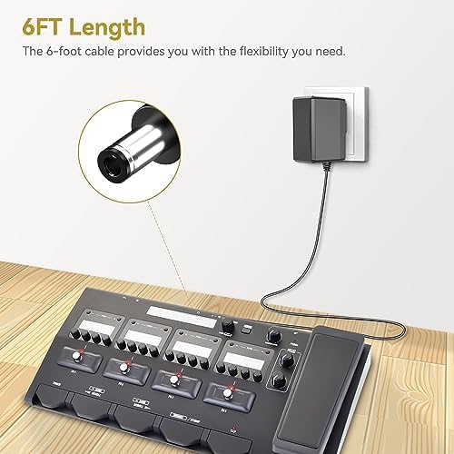 Uninterrupted Music Flow: Premium 9 V AC Power Adapter for Zoom Guitar Pedals – Ultimate Compatibility with G1, G2, G3 Series, and Rhythm Trak RFX-300 – Reliable Power Supply for Multi-Effects Units – Essential Charger for Dedicated Musicians