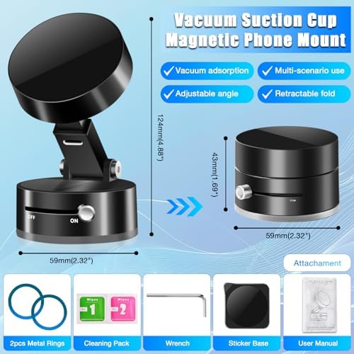 Ultimate 360° Magnetic Suction Cup Phone Mount – Adjustable, Foldable Design for All Smartphones – Effortless Hands-Free Navigation with Robust Grip on Any Surface – Perfect for Safe Driving and Stylish Functionality