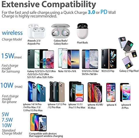Effortless 15 W Fast Wireless Charging Pad for Samsung Galaxy & i Phone – Qi-Certified Charger with USB C OTG Adapter for Optimal Compatibility and Speed – Sleek & Portable Phone Accessory for Home, Office, or Travel – Built-in Safety Features for Overheat Protection – Ideal for S23/S22/S21/S20/S10/Note Series & i Phone 16/15/14/13/12/11/Air Pods