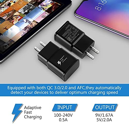 2-Pack USB Wall Charger Adapter for Samsung Galaxy – Adaptive Fast Charging Block with Quick Charge Technology for S25, S24, S23, S22, S21, S20, A Series – Sleek Black Design for Enhanced Compatibility and Efficiency