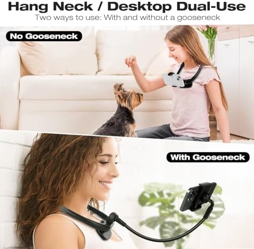 Cell Phone Stand, Neck Cell Phone Holder, Hand Free Flexible Gooseneck Phone Holder for Bed, Neck Phone Holder POV/Vlog Selfie Mount, Universal Multi-Functional Phone Stand for 4.7”-6.7” Phone – Enhanced Compatibility and Speed