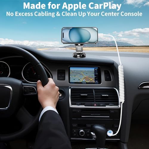 Rombica 105 W MFi Certified Dual USB-C & USB-A Fast Car Charger for i Phone 16 Pro Max – Ultimate Portable Power Solution with 6 FT Coiled Type-C Cable for Rapid Charging on the Go, Perfect for Road Trips and Daily Commuting