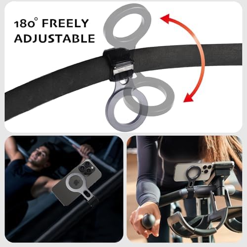 Revolutionary Magnetic Phone Holder for Stroller Bar – Mag Safe Compatible & 180° Adjustable for Gym, Home Fitness, and Shopping Carts – Securely Attaches with Versatile Strap, Includes Magnetic Ring for Universal Smartphone Compatibility – Elevate Your Multitasking Experience Today!