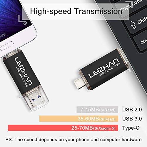 Leizhan 256 GB 2-in-1 USB 3.0 & Type-C Flash Drive – High-Speed Data Transfer & Versatile Storage Solution for Laptops and Smartphones – Compact Durable Design for On-the-Go Convenience