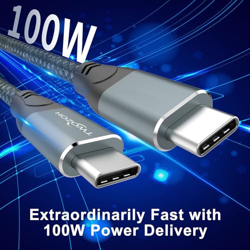 Twozoh 15 FT USB C to USB C 3.2 Gen 2 Cable 20 Gbps Data Transfer & 100 W Fast Charging – 4 K Video Output Dual-Pack for Ultimate Connectivity & Durability