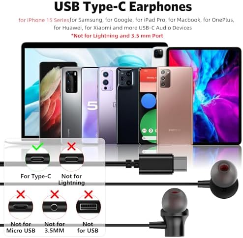 COOYA USB C Headphones – Premium Wired Earbuds with Enhanced Bass Stereo Sound & Noise-Canceling Technology for i Phone 16 Plus, Samsung S25 Ultra, Pixel 9, and More – Magnetic Design for Easy Storage, Ergonomic Comfort, and Crystal-Clear Calls – Perfect for Music, Gaming, and Professional Use
