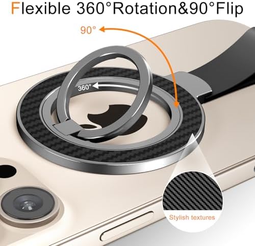Mag Safe Universal Phone Grip & Kickstand for i Phone 12-16 Pro Max – Versatile Double-Sided Magnetic Holder for Secure Handling & Hands-Free Viewing in Gym, Kitchen & Beyond – Sleek Black Silicone Design for Stylish Convenience and Optimal Performance
