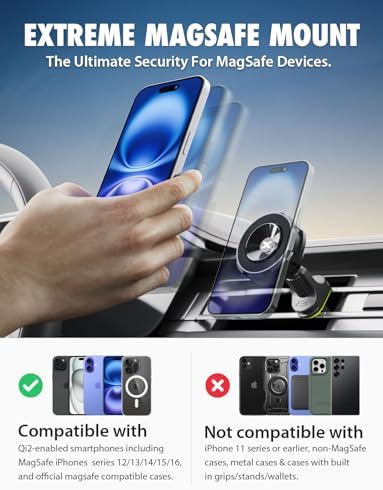 Bracketron Magnetic Car Mount for Cell Phone, MagAlign Max Car Vent Phone Mount【Strongest Magnetic+ Suction】, Vent Phone Mount for Car for iPhone 16 Pro Max 15 14 13 12 – MagSafe Car Accessories – Enhanced Compatibility and Speed