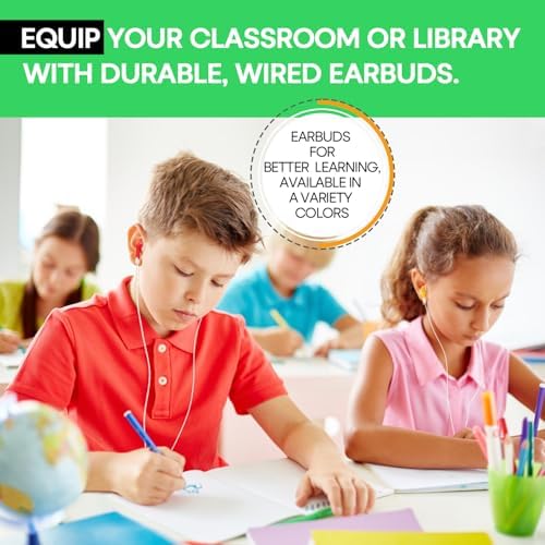 Bulk Classroom Earbuds – 30-Pack Multi-Color Wired Headphones for Kids and Educators, Individually Wrapped for Effortless Distribution and Enhanced Device Compatibility, Ideal for Focused Learning and Engaging Educational Activities
