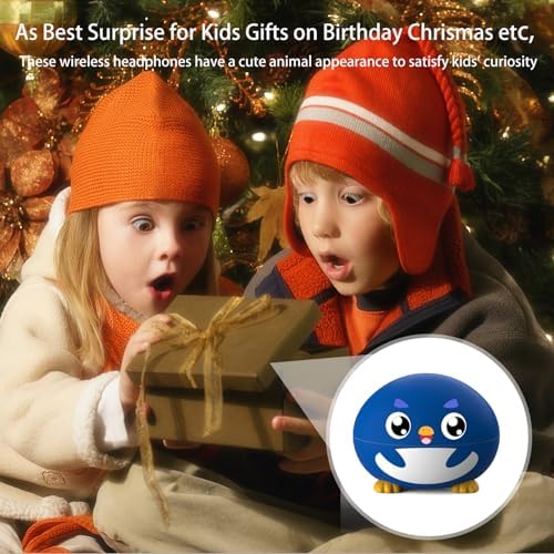 Penguins Kids Bluetooth Headphones – Safe 85 d B Volume Limited Earbuds with 30-Hour Playtime, Waterproof Touch Control for Small Ears – Ideal for School, Travel, and Home Use with Superior Device Compatibility and Child-Friendly Design