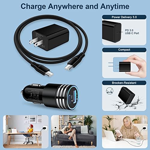 Super Fast Type C Car Charger with 6 ft USB-C to C Cable – Ultimate Compatibility for i Phone 16, Samsung Galaxy S25/S24 FE & More – Rapid Power Delivery for On-the-Go Charging Convenience