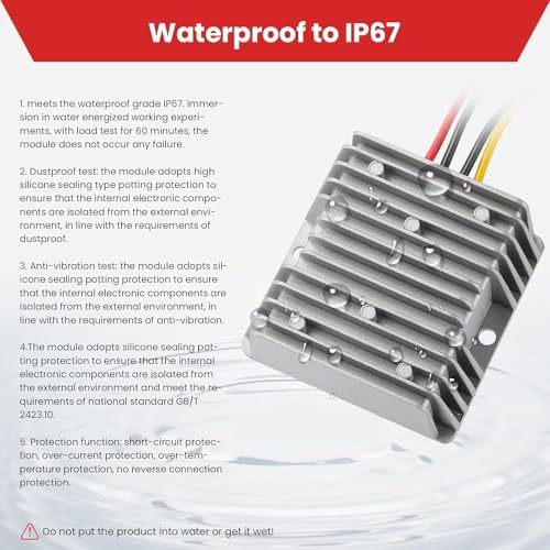 High-Efficiency Waterproof DC/DC Buck Converter: Versatile 20-90 V to 12 V Voltage Regulator for Automotive LED Systems and Heavy-Duty Applications – 20 A Output, 240 W Power Capacity for Reliable Performance in Challenging Environments