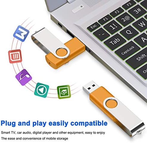 Vibrant 64 GB USB Flash Drive Pack – 5 Colorful Metal Swivel Thumb Drives with LED Indicator & Lanyards for Easy Portability – Ideal for Students & Professionals Seeking Reliable Data Storage Solutions