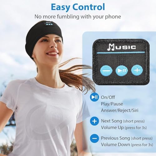 Revolutionary Wireless Adjustable Bluetooth Headband Headphones – Ultra-Comfort Sleeping Earbuds with Lightweight Speakers and Integrated Microphone for Men & Women – Perfect for Yoga, Running, Workouts, Travel, and Mindfulness (Chic Grey & Black) – Exceptional Compatibility & Swift Pairing Experience