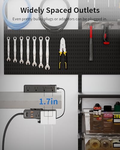 Maximize Your Workspace Efficiency: Dual Layer Desk Clamp Power Strip & Surge Protector with 17 AC Outlets and 7 USB Ports (3 USB-C) – 10 ft Extension Cord for Flexible Setup, 1700 J Protection – Ultimate Space-Saving Charging Station for Home and Office