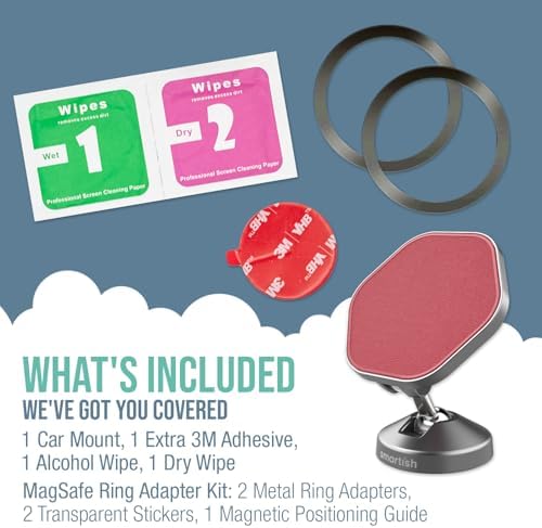 Elevate Your Driving Experience with the Smartish Mag Safe Car Mount – Mountaineer | Premium Magnetic Phone Holder for i Phone 16/15/14/13/12 | Extra Strength Adhesive for Secure Dashboard Mounting | Stylish Beige Design with 360-Degree Rotation for Optimal Viewing | Perfect Accessory for Seamless Connectivity and Navigation