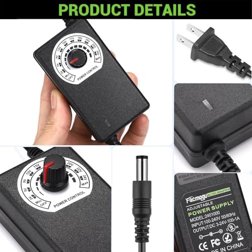 Universal 24 W Adjustable AC to DC Power Supply Adapter – Multi-Voltage Solution for 3 V, 5 V, 9 V & 12 V Electronics – Ideal for LED Lights, Fans, and More with Advanced Safety Features and Regulated Output