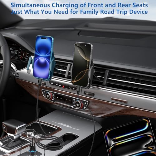 KYOHAYA 90 W Car Charger Bundle – 4-Port USB-C & USB-A Fast Charging Adapter for i Phone 16/15/14/13/12/11 Pro, Galaxy S25/S24, Google Pixel – High-Speed Dual Charging Solution for Road Trips and Daily Commutes – Durable, Compact Design for Enhanced Compatibility and Performance