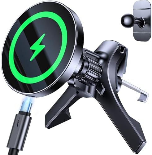 2025 Ultra Magnet 15 W Wireless Car Charger – Advanced Mag Safe Phone Holder for i Phone 12-16 with Hands-Free Magnetic Mount – Effortless Navigation & Rapid Charging Solution – Secure Vent Installation for Modern Drivers – Ultimate Safety & Convenience on the Go