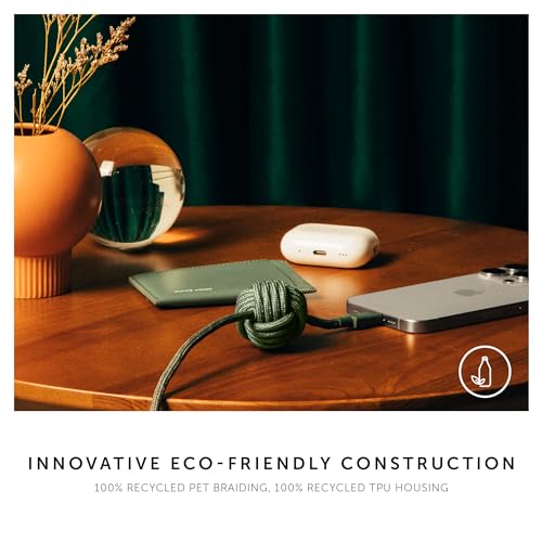 Native Union Anchor Cable 240 W: 10 ft Eco-Friendly Reinforced Braided USB-C to USB-C Power Delivery 3.1 Charging Cable with Weighted Knot for i Phone 16, Mac Book Pro 14″/16″ M2 – Ultra-Fast, Durable, Tangle-Free Charging Solution