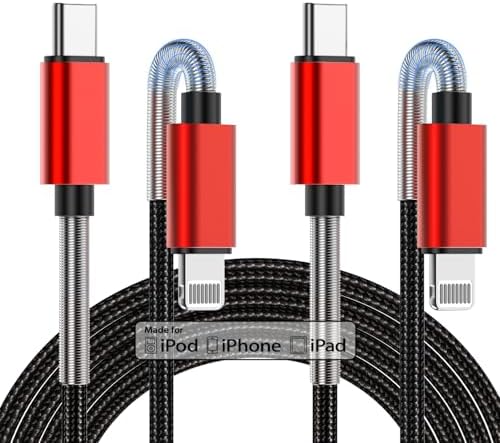 10-Foot Apple MFi Certified USB C to Lightning Charging Cable – Dual Pack High-Speed i Phone Charger for 14/13/12 Series and i Pad – Durable Long Charging Cord for Ultimate Convenience and Flexibility