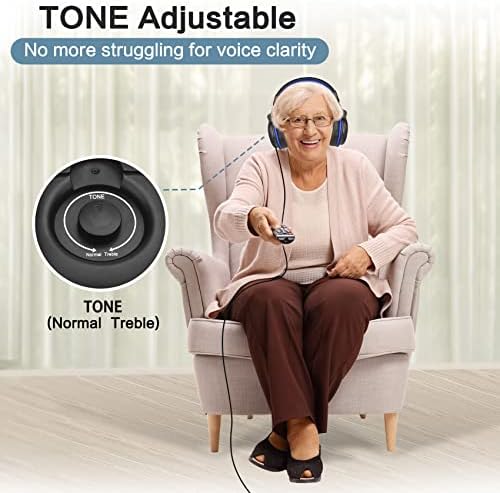 Discover Crystal-Clear Audio with SIMOLIO Over-Ear Amplified Headphones for TV – 18 ft Long Cord, Tailored Volume Control for Seniors, 40-Hour Playtime, Ultimate Compatibility for Enhanced Listening Experience